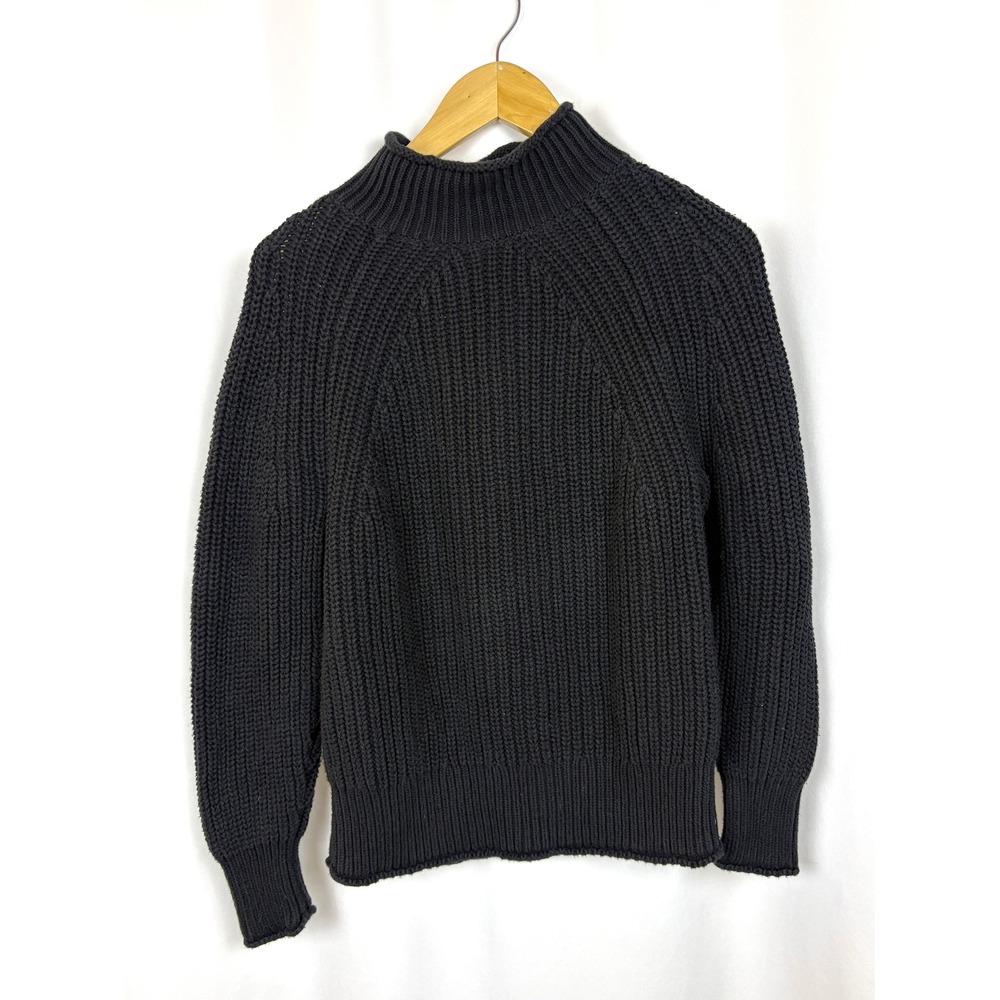 J Crew Cotton Fisherman Mockneck Rollneck Roll Funnel neck Sweater XS